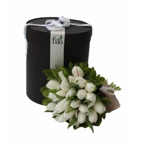 Bouquet With Tulips In Round Box  - 1