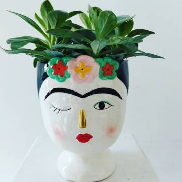 Frida Kalo Pot with Succulent - 1