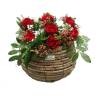 Flower Arrangement with Red Roses in a Basket - 1