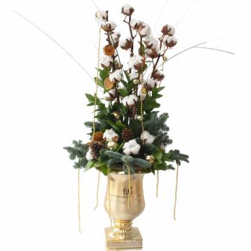 Christmas Arrangement in Golden Ceramic Vase - 1