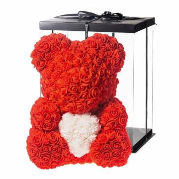 Forever Roses Teddy Bear with a Heart in a Box - 1