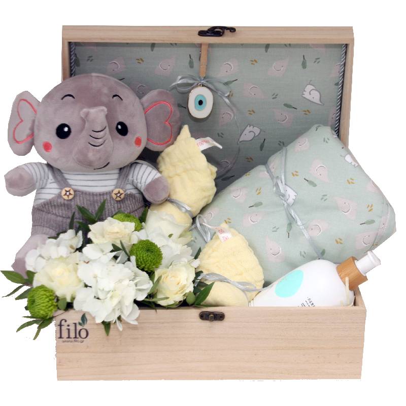 Κουτί"Δώρο για νεογέννητο ελεφαντάκι" | Online Ανθοπωλείο | Filo.gr