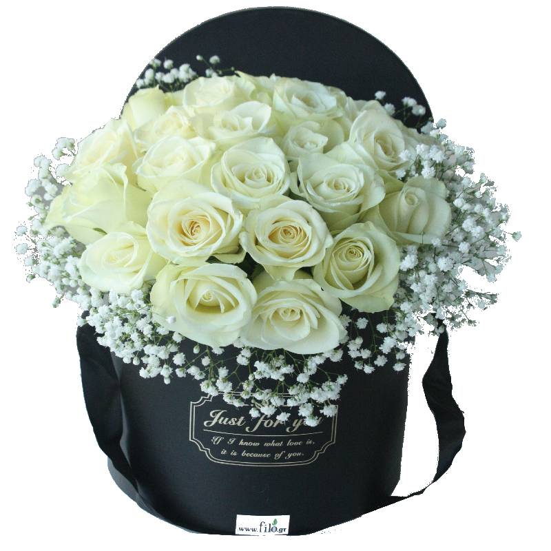 Surprise Hat Βox With Bouquet Of Roses | Online Flowershop | Filo.gr