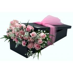 24 Pink Roses in a Box  - 1