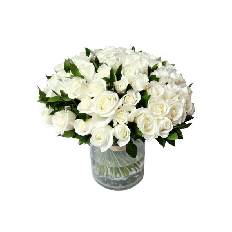 Bouquet With 100 White Roses - 1